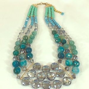 Cache Big Statement Crystal & Bead Necklace 20”